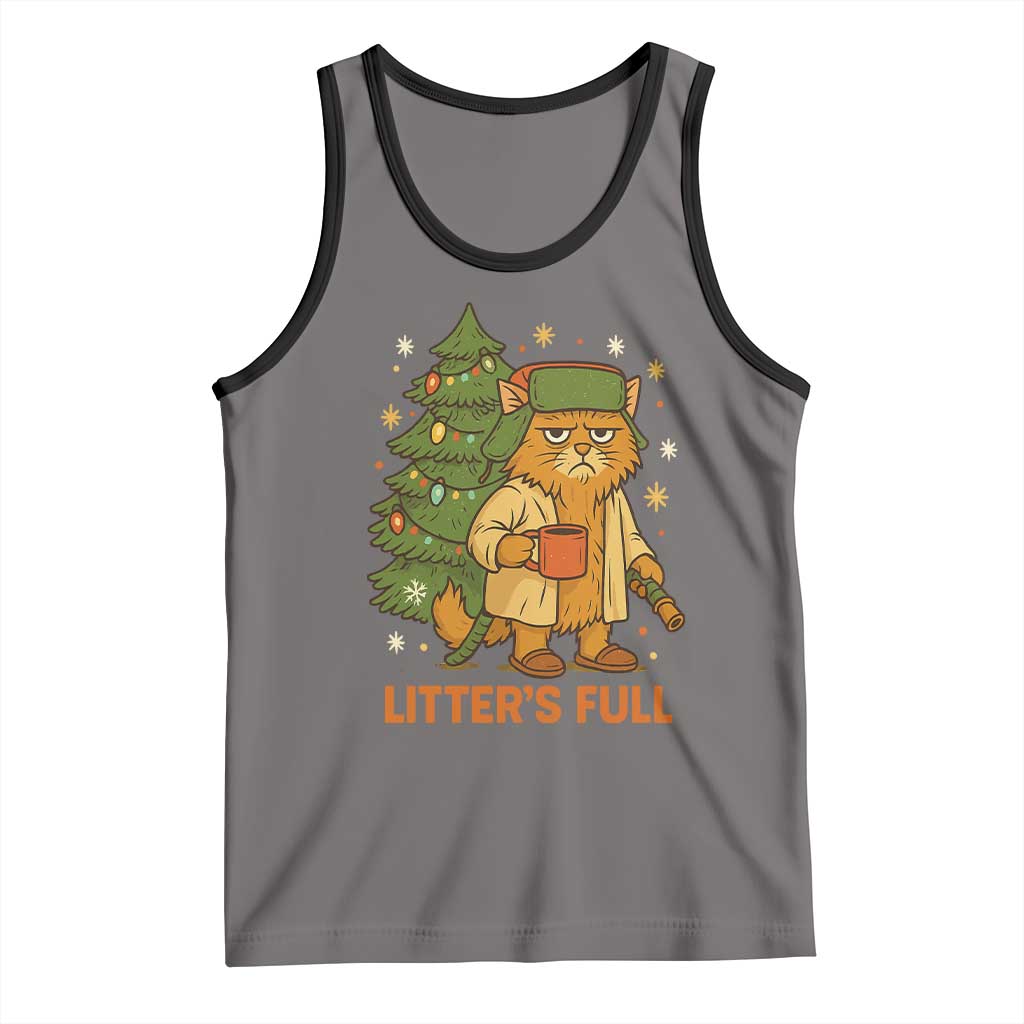 Litters Full Tank Top Funny Christmas Vacation Cat TS10 Deep Heather Black Print Your Wear