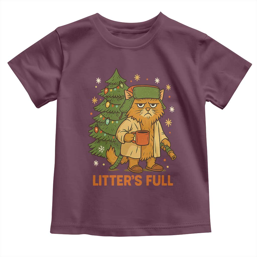 Litters Full Toddler T Shirt Funny Christmas Vacation Cat TS10 Maroon Print Your Wear