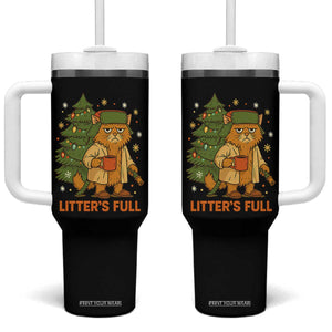 Litters Full Tumbler With Handle Funny Christmas Vacation Cat TS10 One Size: 40 oz Black Print Your Wear