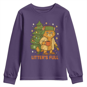 Litters Full Youth Sweatshirt Funny Christmas Vacation Cat TS10 Purple Print Your Wear