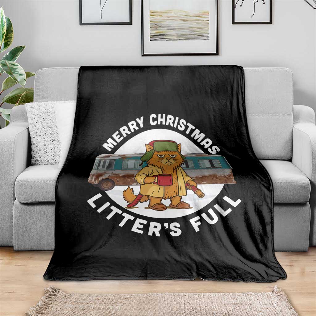 Merry Christmas Litters Full Throw Blanket Funny Christmas Vacation Cat TS10 Print Your Wear