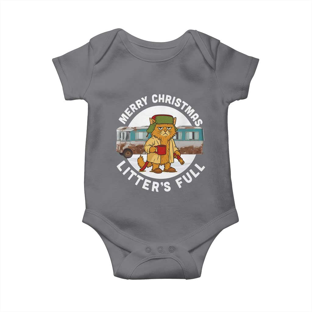 Merry Christmas Litters Full Baby Onesie Funny Christmas Vacation Cat TS10 Charcoal Print Your Wear