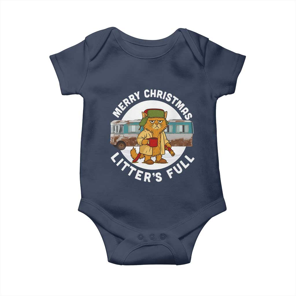 Merry Christmas Litters Full Baby Onesie Funny Christmas Vacation Cat TS10 Navy Print Your Wear