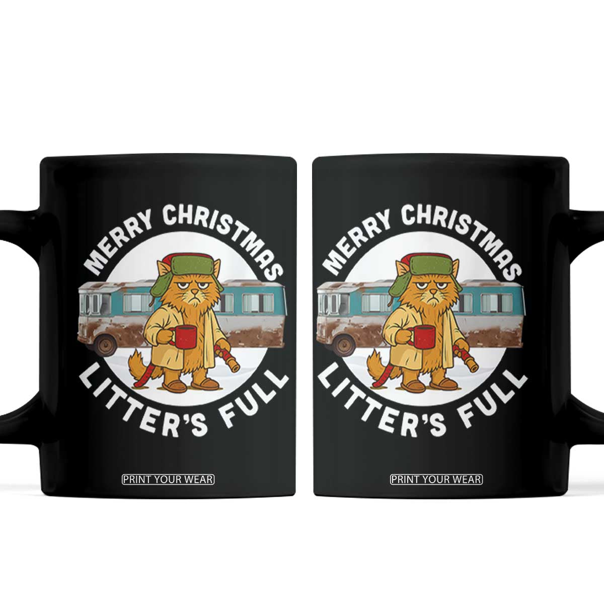 Merry Christmas Litters Full Coffee Mug Funny Christmas Vacation Cat TS10 Black Print Your Wear