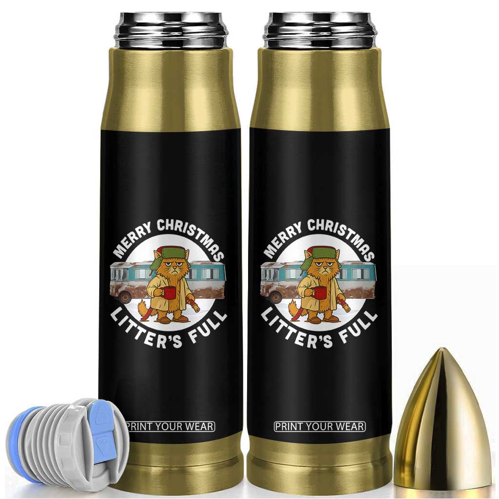 Merry Christmas Litters Full Bullet Tumbler Funny Christmas Vacation Cat TS10 Black Print Your Wear