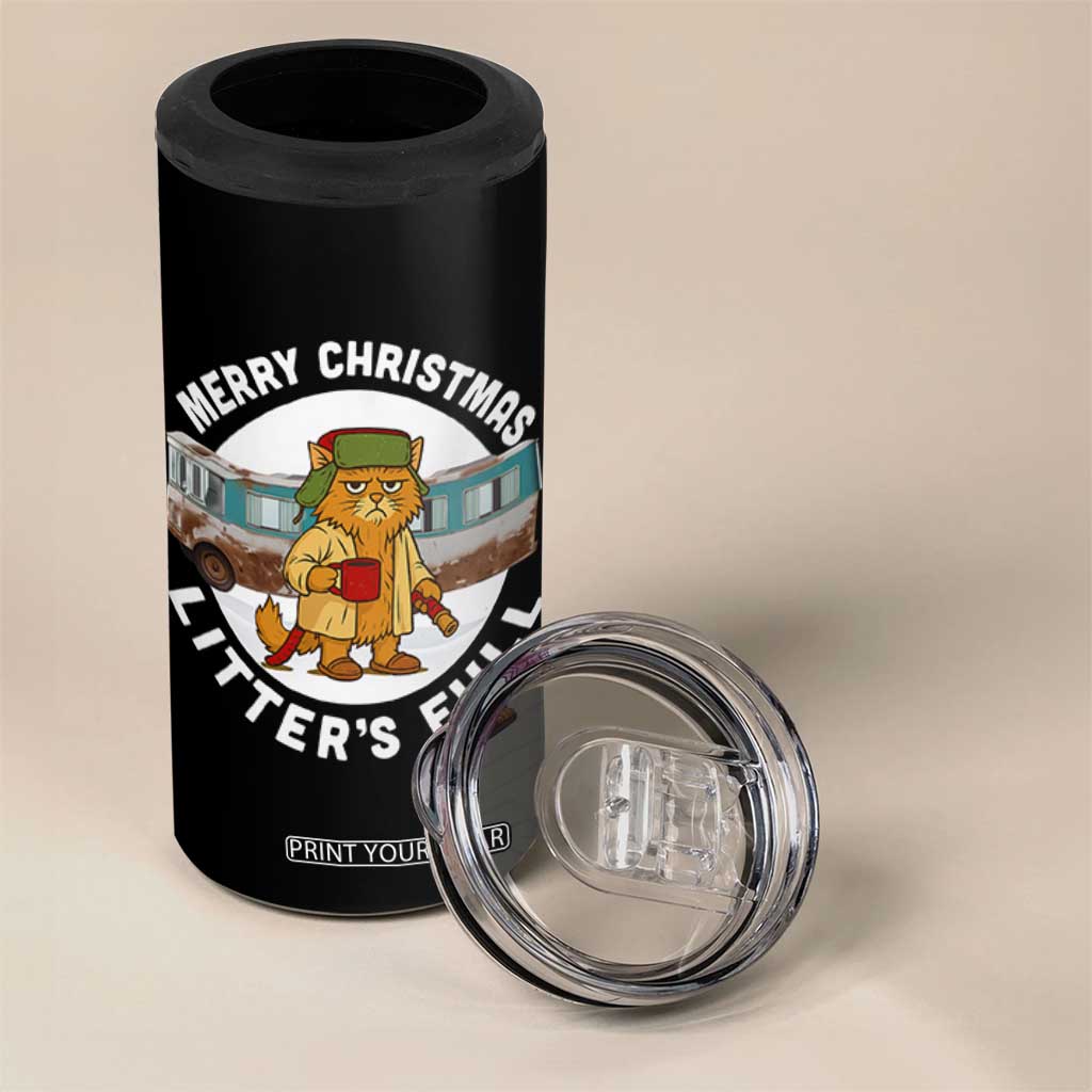 Merry Christmas Litters Full 4 in 1 Can Cooler Tumbler Funny Christmas Vacation Cat TS10 Print Your Wear