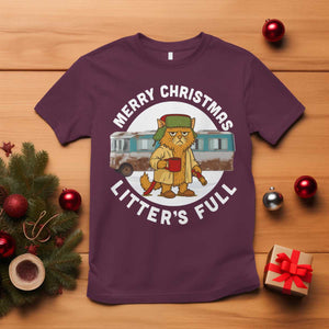 Merry Christmas Litters Full T Shirt Funny Christmas Vacation Cat TS10 Maroon Print Your Wear