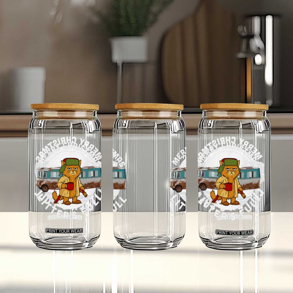 Merry Christmas Litters Full Glass Can Funny Christmas Vacation Cat TS10 Print Your Wear