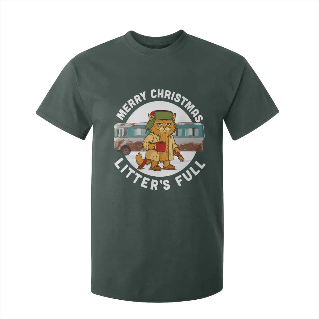 Merry Christmas Litters Full T Shirt For Kid Funny Christmas Vacation Cat TS10 Dark Forest Green Print Your Wear