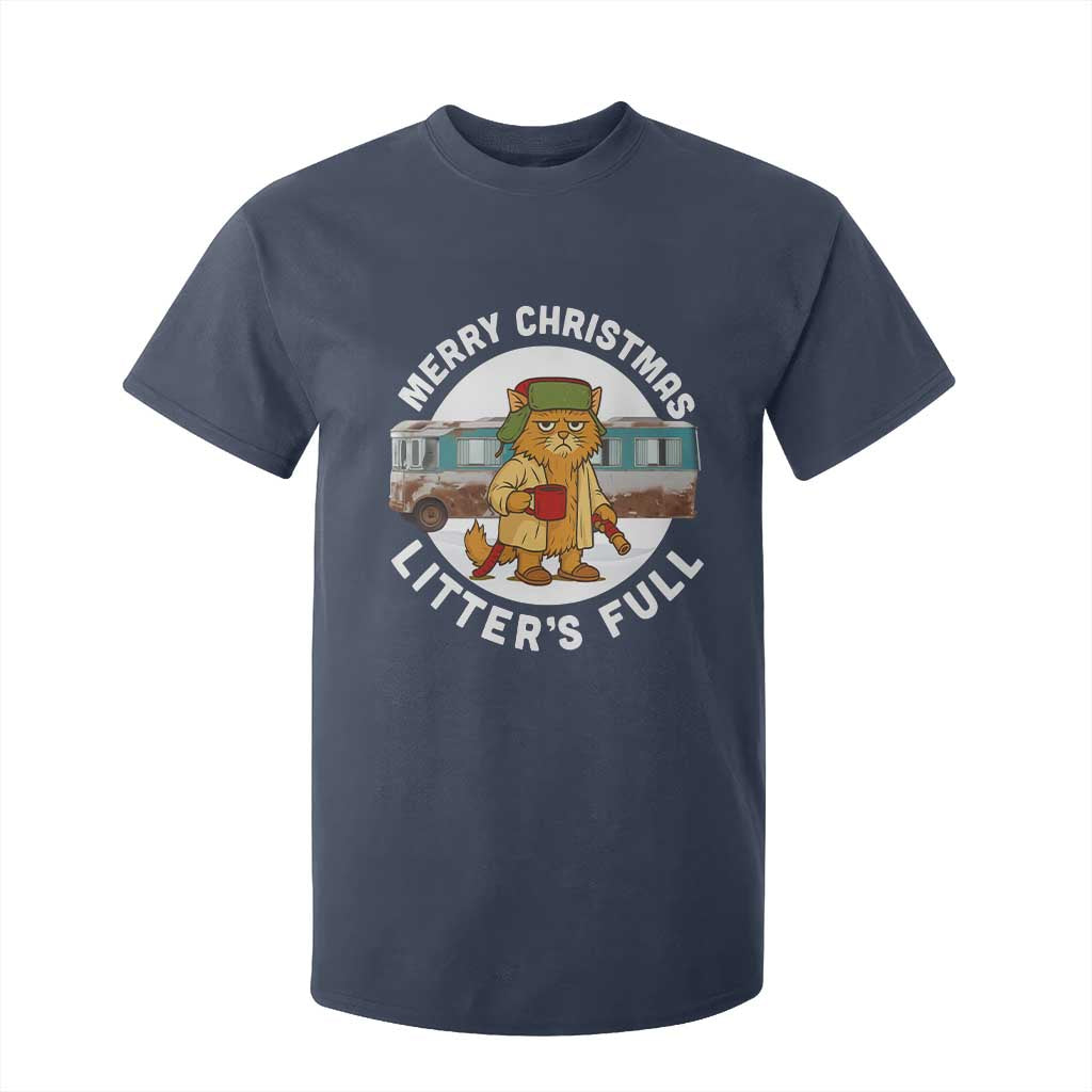 Merry Christmas Litters Full T Shirt For Kid Funny Christmas Vacation Cat TS10 Navy Print Your Wear