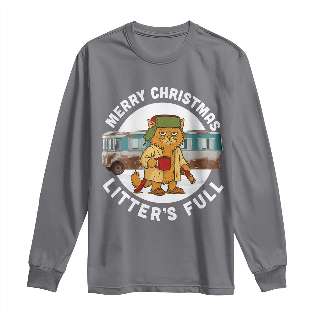 Merry Christmas Litters Full Long Sleeve Shirt Funny Christmas Vacation Cat TS10 Charcoal Print Your Wear