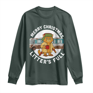 Merry Christmas Litters Full Long Sleeve Shirt Funny Christmas Vacation Cat TS10 Dark Forest Green Print Your Wear