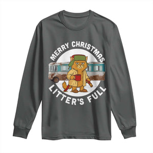 Merry Christmas Litters Full Long Sleeve Shirt Funny Christmas Vacation Cat TS10 Dark Heather Print Your Wear