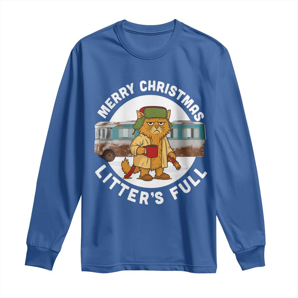 Merry Christmas Litters Full Long Sleeve Shirt Funny Christmas Vacation Cat TS10 Royal Blue Print Your Wear