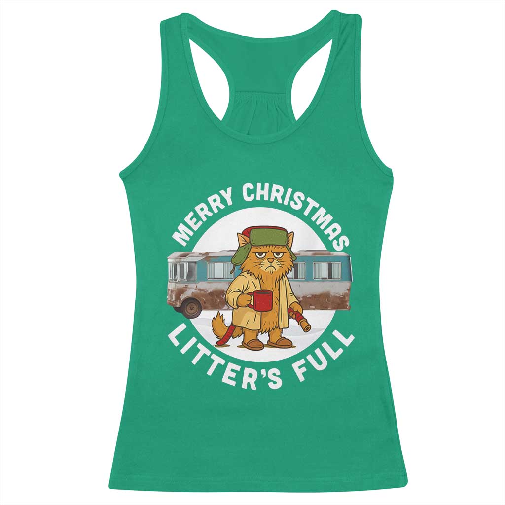 Merry Christmas Litters Full Racerback Tank Top Funny Christmas Vacation Cat TS10 Irish Green Print Your Wear