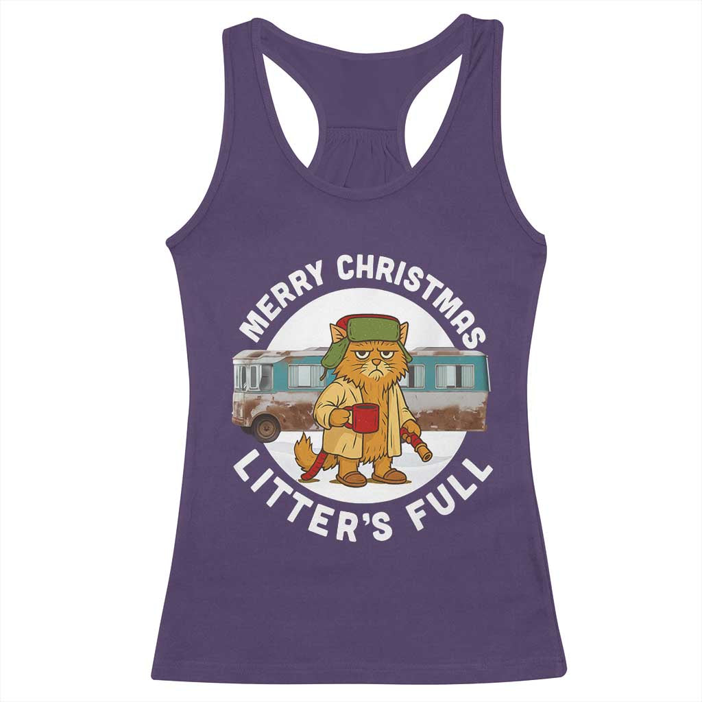 Merry Christmas Litters Full Racerback Tank Top Funny Christmas Vacation Cat TS10 Purple Print Your Wear