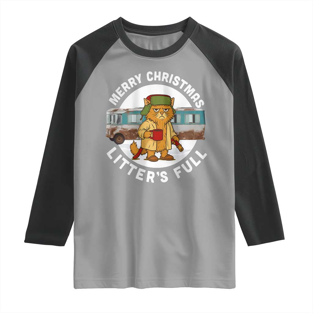 Merry Christmas Litters Full Raglan Shirt Funny Christmas Vacation Cat TS10 Sport Gray Black Print Your Wear