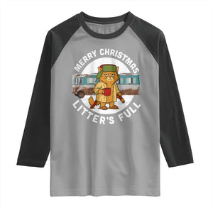 Merry Christmas Litters Full Raglan Shirt Funny Christmas Vacation Cat TS10 Sport Gray Black Print Your Wear
