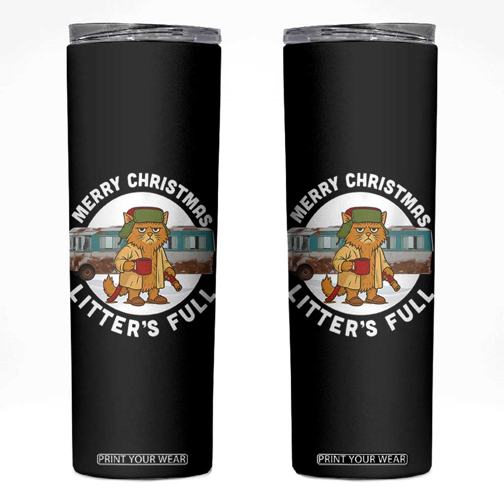 Merry Christmas Litters Full Skinny Tumbler Funny Christmas Vacation Cat TS10 Black Print Your Wear