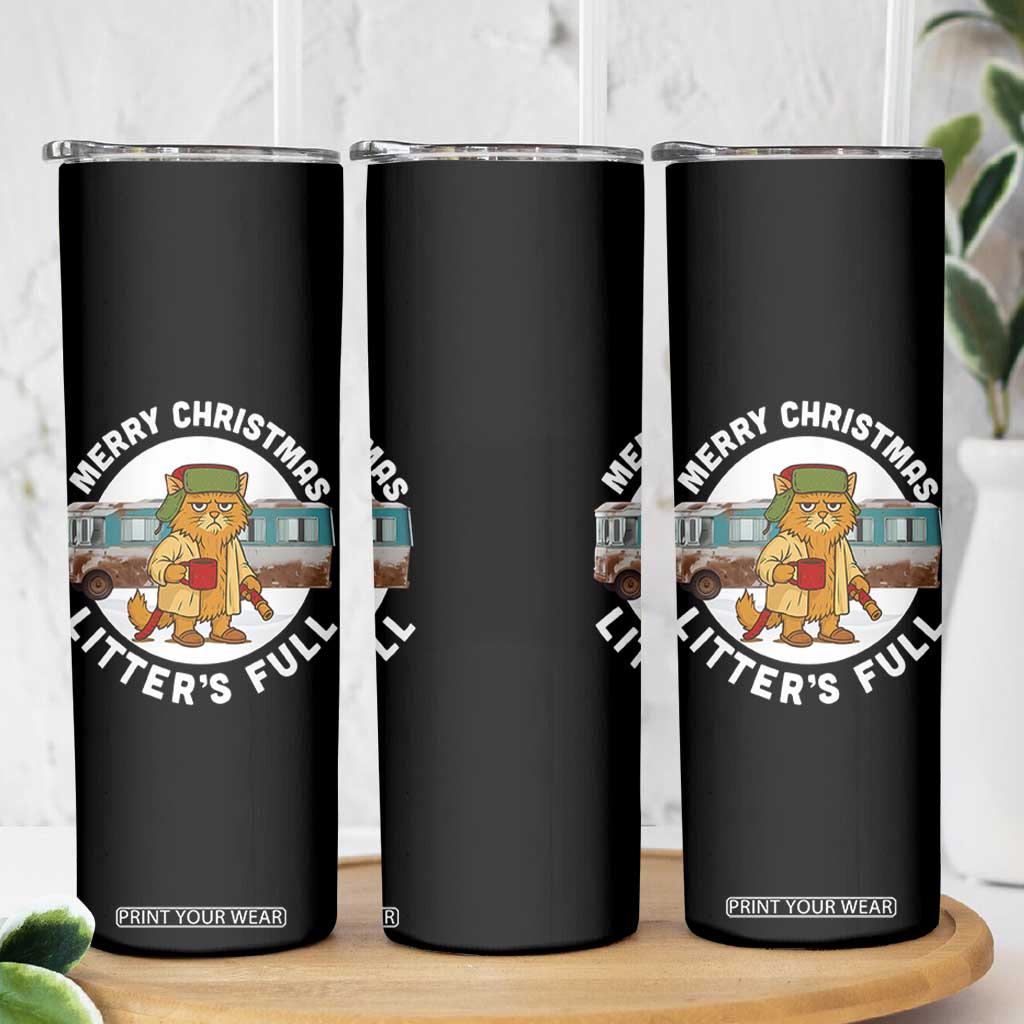 Merry Christmas Litters Full Skinny Tumbler Funny Christmas Vacation Cat TS10 Print Your Wear