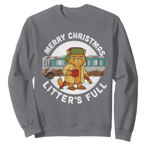 Merry Christmas Litters Full Sweatshirt Funny Christmas Vacation Cat TS10 Charcoal Print Your Wear