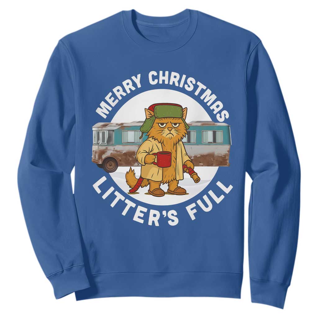 Merry Christmas Litters Full Sweatshirt Funny Christmas Vacation Cat TS10 Royal Blue Print Your Wear