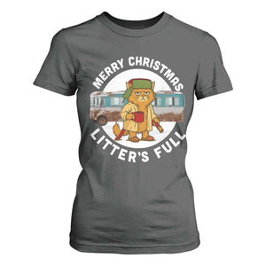 Merry Christmas Litters Full T Shirt For Women Funny Christmas Vacation Cat TS10 Dark Heather Print Your Wear