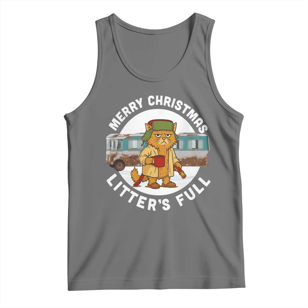 Merry Christmas Litters Full Tank Top Funny Christmas Vacation Cat TS10 Black Heather Print Your Wear