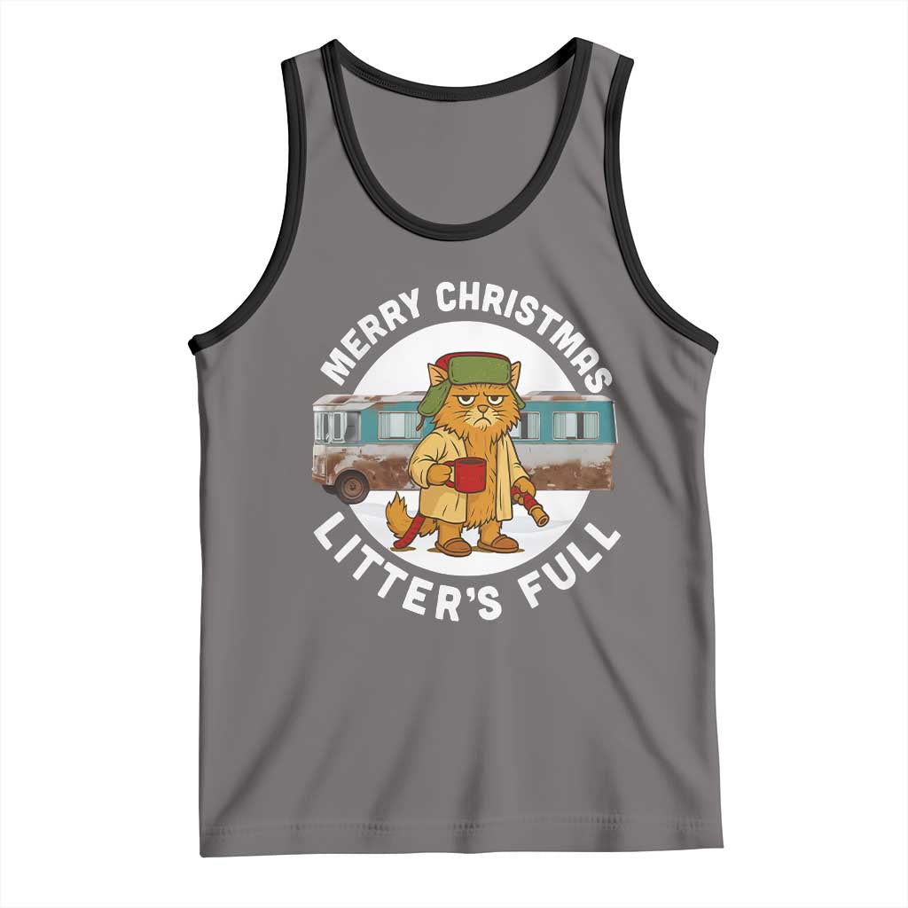Merry Christmas Litters Full Tank Top Funny Christmas Vacation Cat TS10 Deep Heather Black Print Your Wear