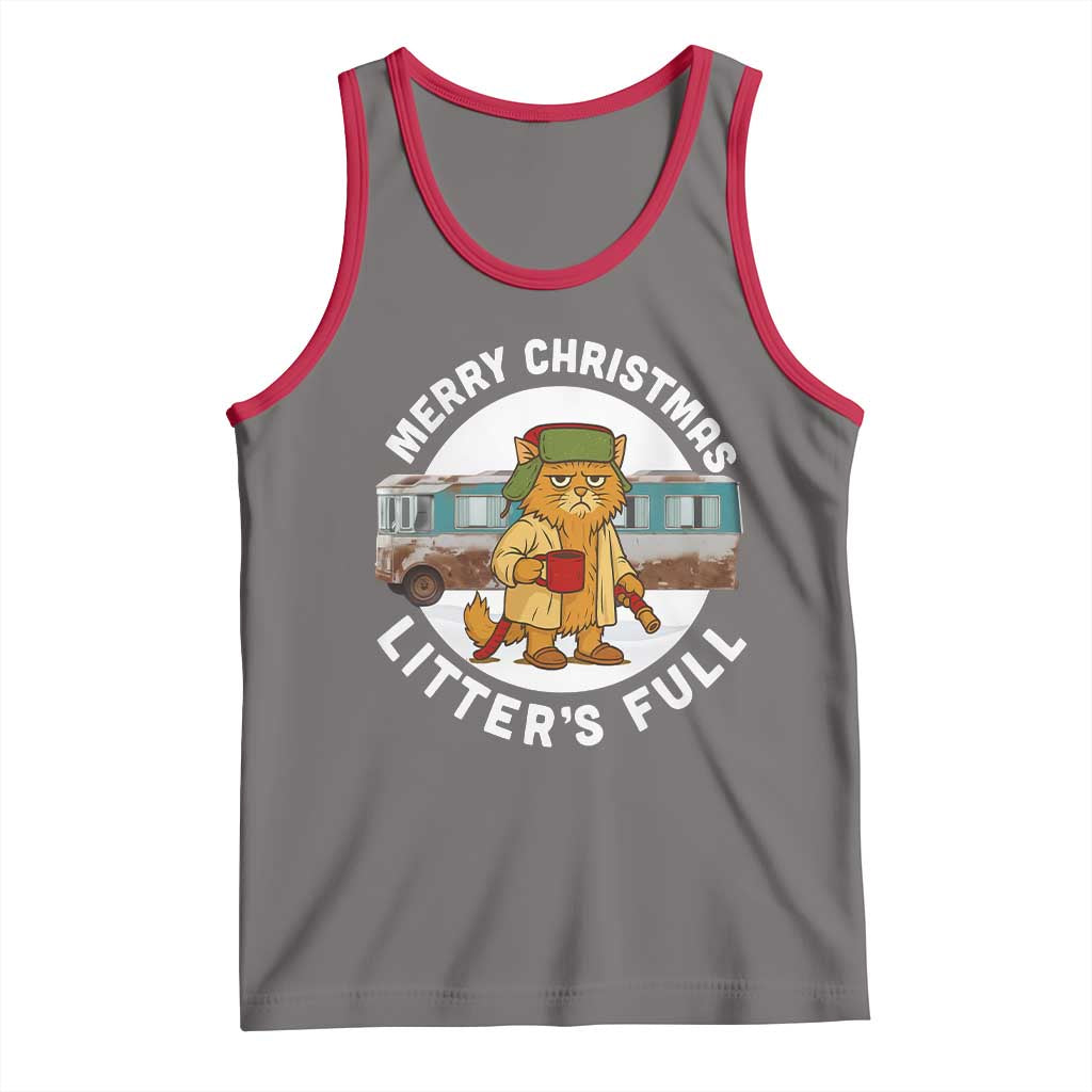 Merry Christmas Litters Full Tank Top Funny Christmas Vacation Cat TS10 Deep Heather Red Print Your Wear