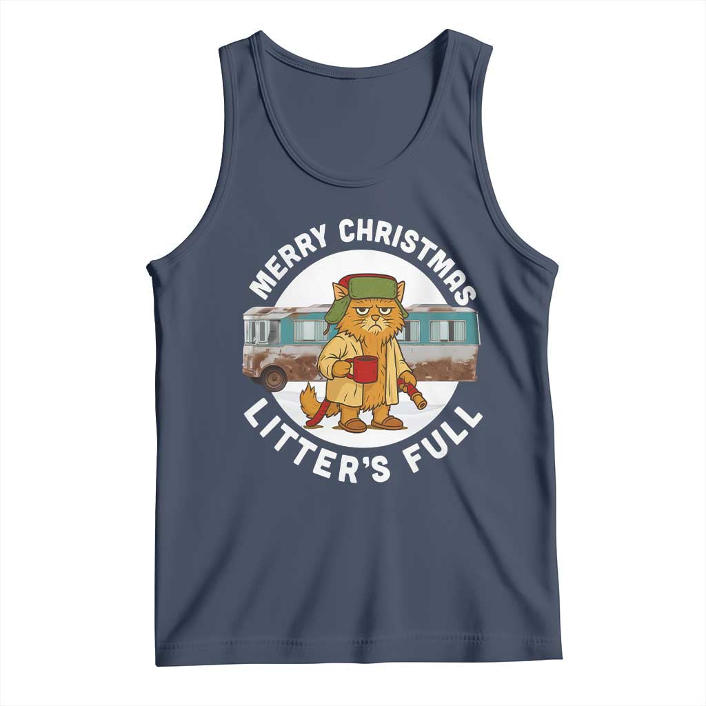 Merry Christmas Litters Full Tank Top Funny Christmas Vacation Cat TS10 Navy Print Your Wear