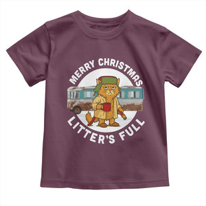 Merry Christmas Litters Full Toddler T Shirt Funny Christmas Vacation Cat TS10 Maroon Print Your Wear