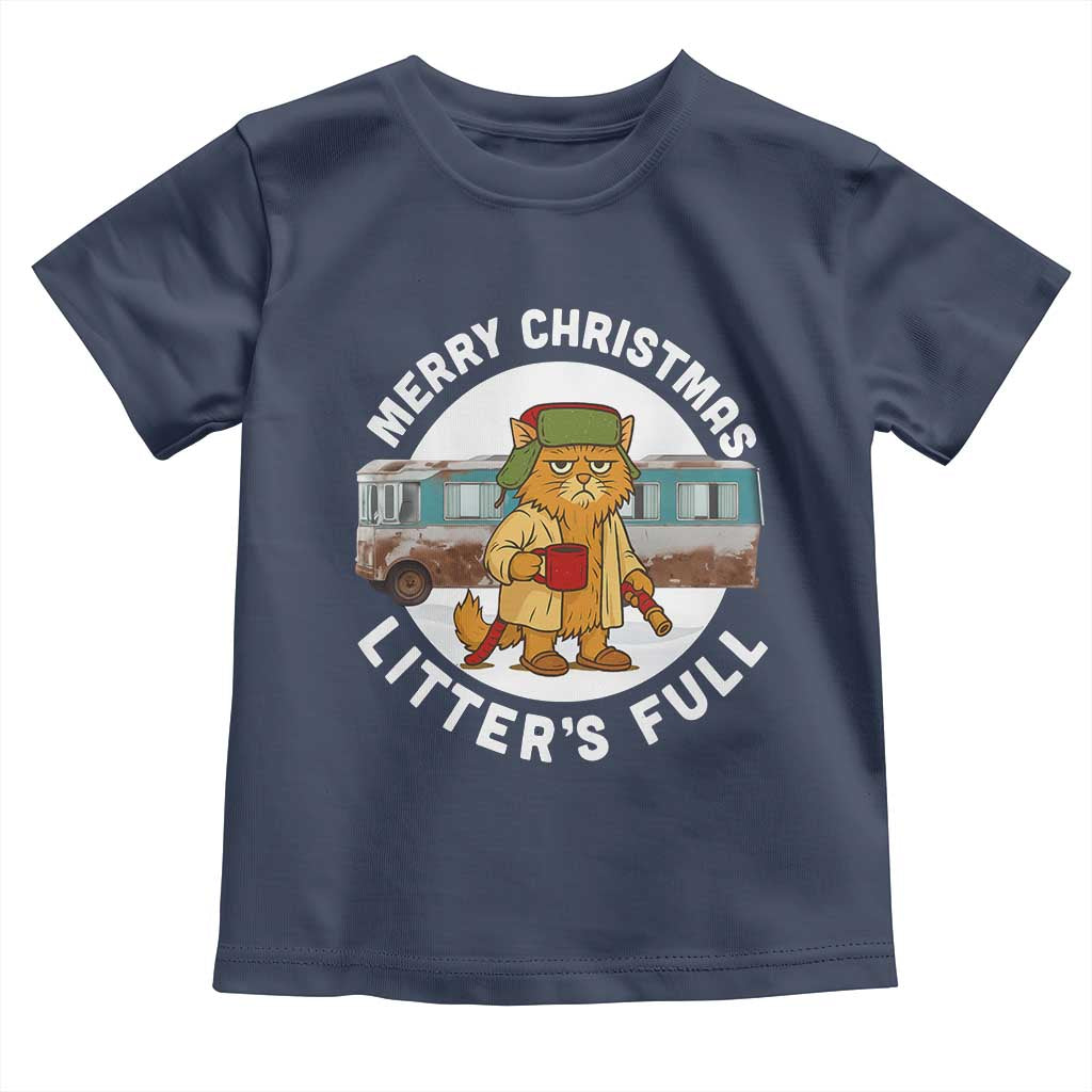Merry Christmas Litters Full Toddler T Shirt Funny Christmas Vacation Cat TS10 Navy Print Your Wear