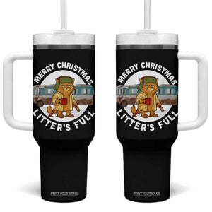 Merry Christmas Litters Full Tumbler With Handle Funny Christmas Vacation Cat TS10 One Size: 40 oz Black Print Your Wear