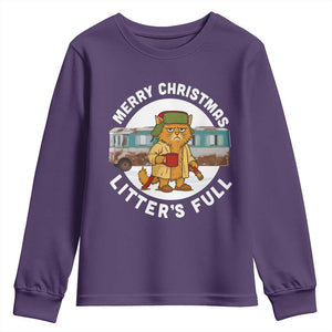Merry Christmas Litters Full Youth Sweatshirt Funny Christmas Vacation Cat TS10 Purple Print Your Wear