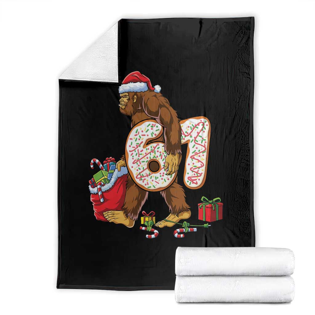 Christmas Bigfoot 67 Meme Throw Blanket Funny Six Seven Gen Alpha Slang Sasquatch TS10 Black Print Your Wear