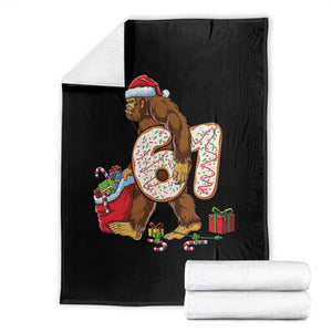 Christmas Bigfoot 67 Meme Throw Blanket Funny Six Seven Gen Alpha Slang Sasquatch TS10 Black Print Your Wear