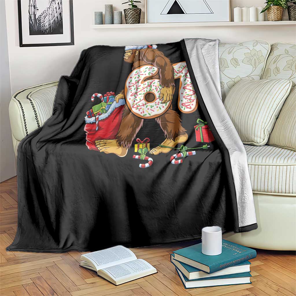 Christmas Bigfoot 67 Meme Throw Blanket Funny Six Seven Gen Alpha Slang Sasquatch TS10 Print Your Wear
