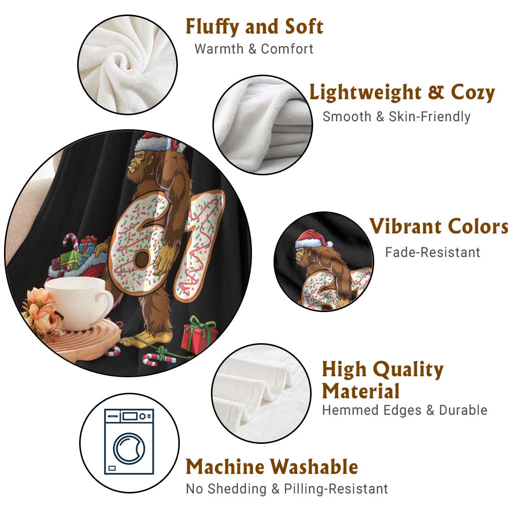 Christmas Bigfoot 67 Meme Throw Blanket Funny Six Seven Gen Alpha Slang Sasquatch TS10 Print Your Wear