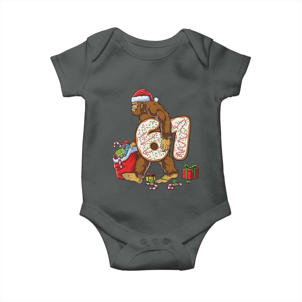 Christmas Bigfoot 67 Meme Baby Onesie Funny Six Seven Gen Alpha Slang Sasquatch TS10 Dark Heather Print Your Wear