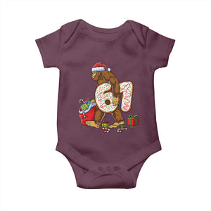 Christmas Bigfoot 67 Meme Baby Onesie Funny Six Seven Gen Alpha Slang Sasquatch TS10 Maroon Print Your Wear