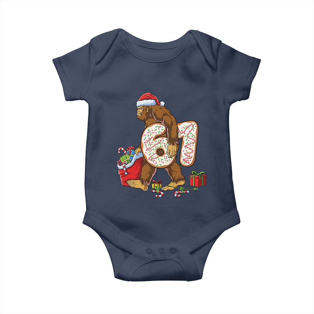 Christmas Bigfoot 67 Meme Baby Onesie Funny Six Seven Gen Alpha Slang Sasquatch TS10 Navy Print Your Wear