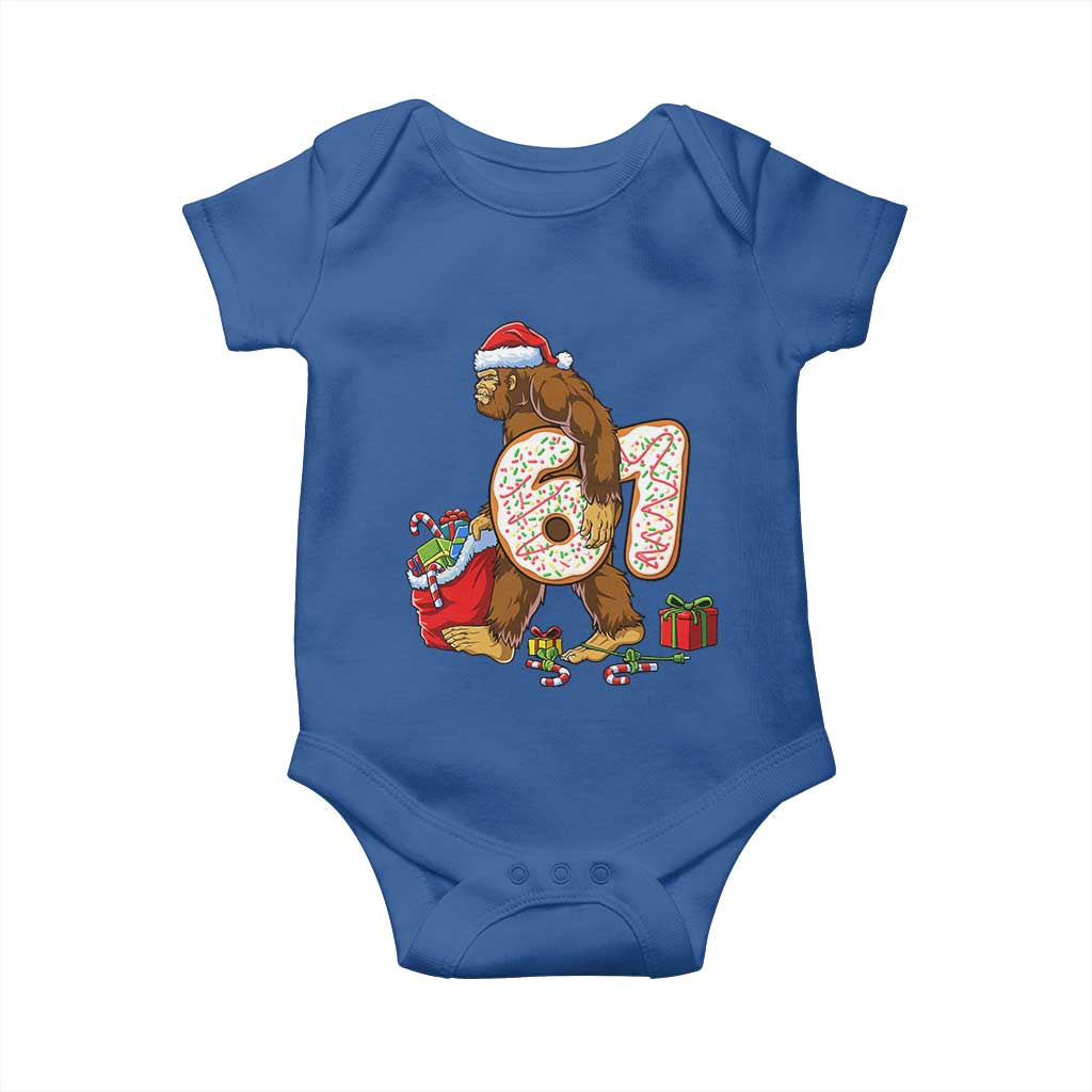 Christmas Bigfoot 67 Meme Baby Onesie Funny Six Seven Gen Alpha Slang Sasquatch TS10 Royal Blue Print Your Wear