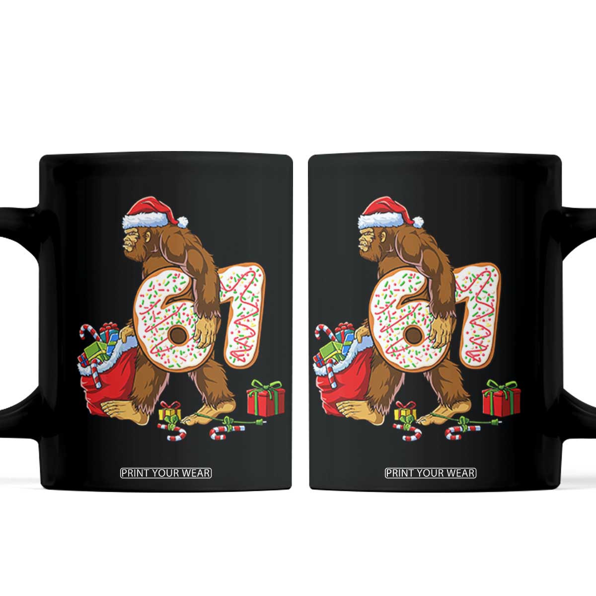 Christmas Bigfoot 67 Meme Coffee Mug Funny Six Seven Gen Alpha Slang Sasquatch TS10 Black Print Your Wear
