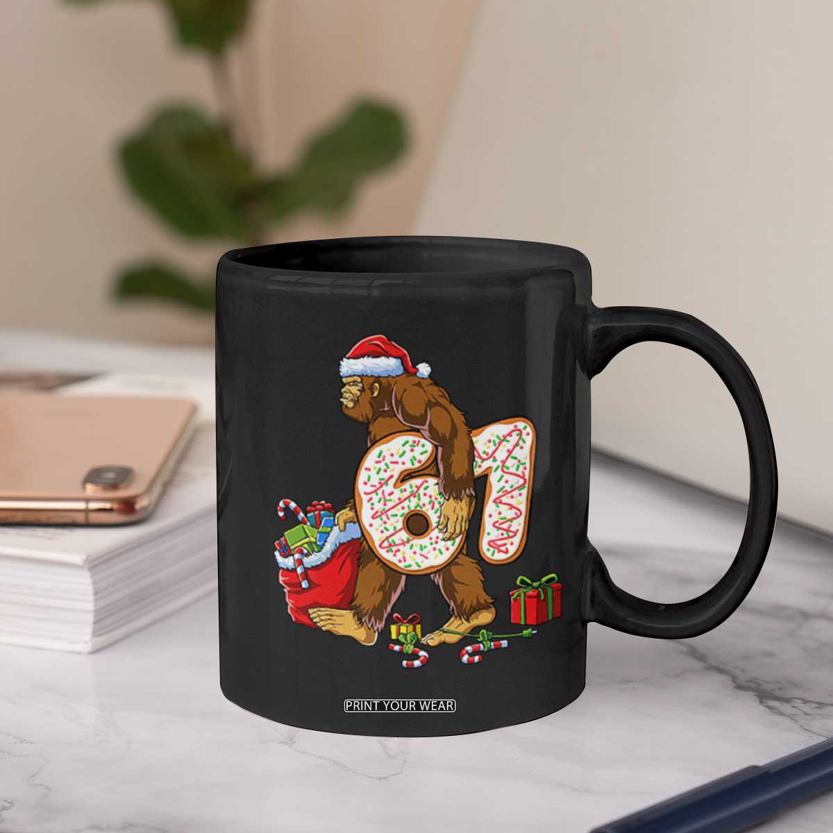 Christmas Bigfoot 67 Meme Coffee Mug Funny Six Seven Gen Alpha Slang Sasquatch TS10 Print Your Wear