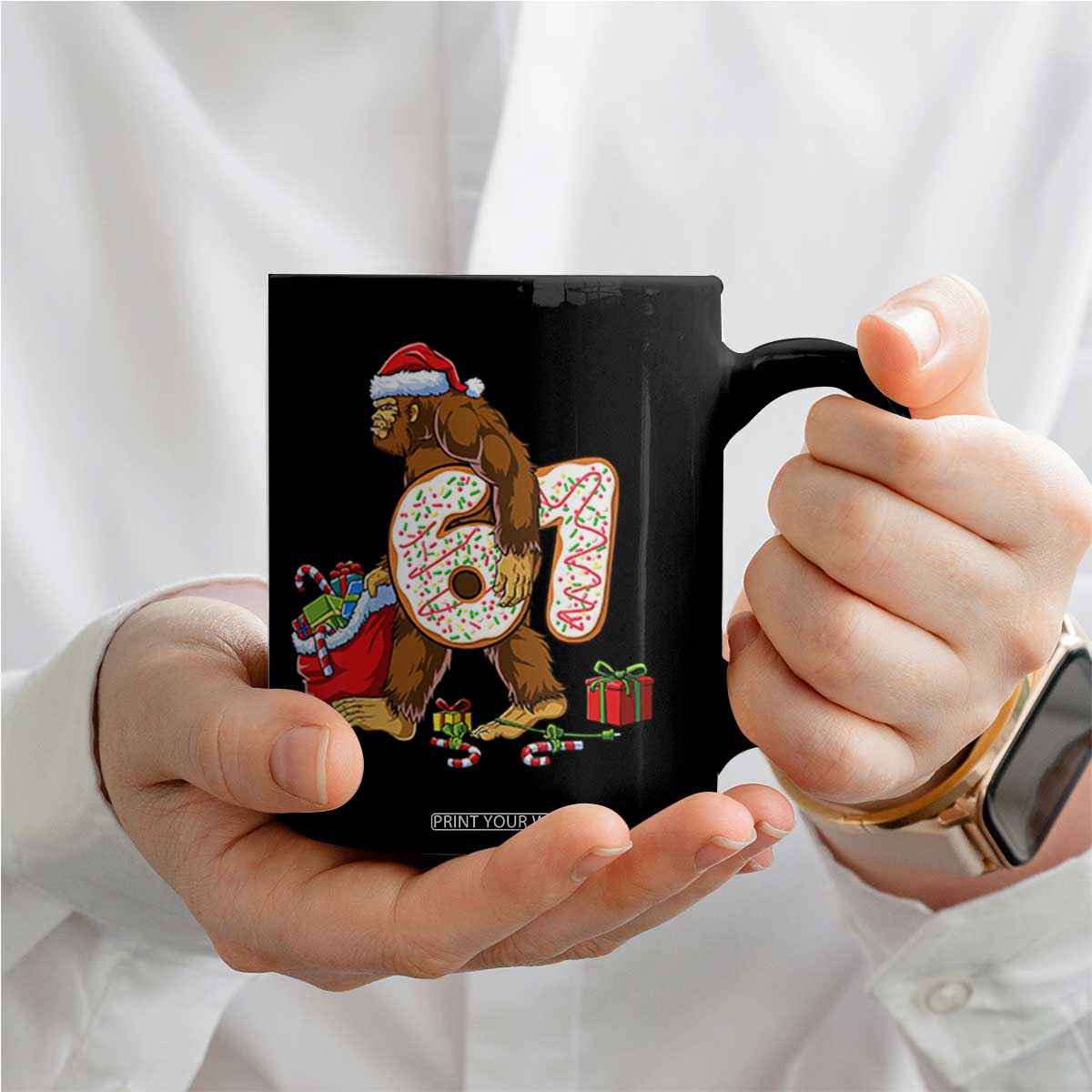 Christmas Bigfoot 67 Meme Coffee Mug Funny Six Seven Gen Alpha Slang Sasquatch TS10 Print Your Wear