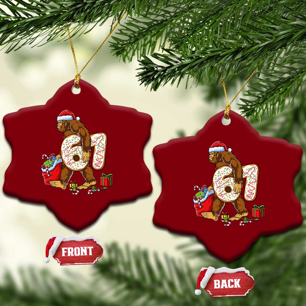 Christmas Bigfoot 67 Meme Ceramic Ornament Funny Six Seven Gen Alpha Slang Sasquatch TS10 Print Your Wear