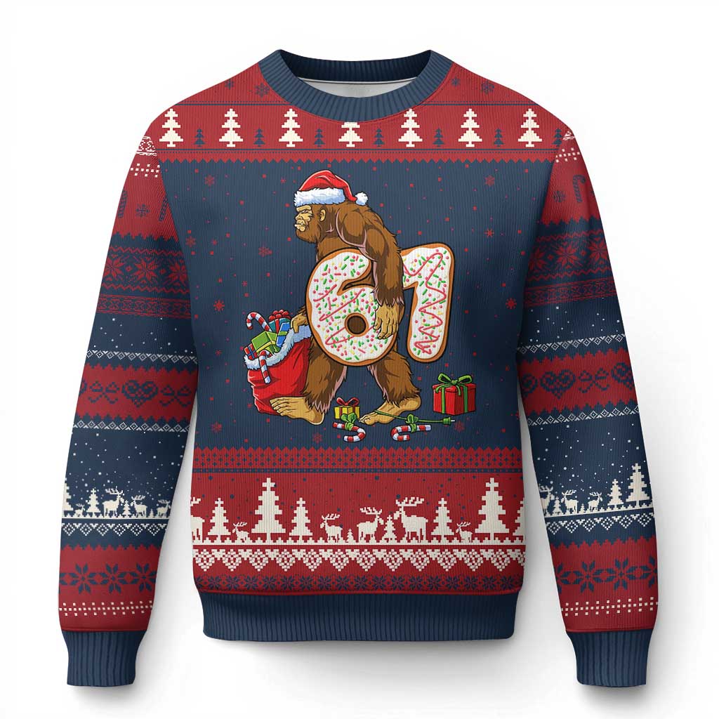 Xmas Bigfoot 67 Meme Ugly Christmas Sweater Funny Six Seven Gen Alpha Slang Sasquatch TS10 Navy Red Print Your Wear