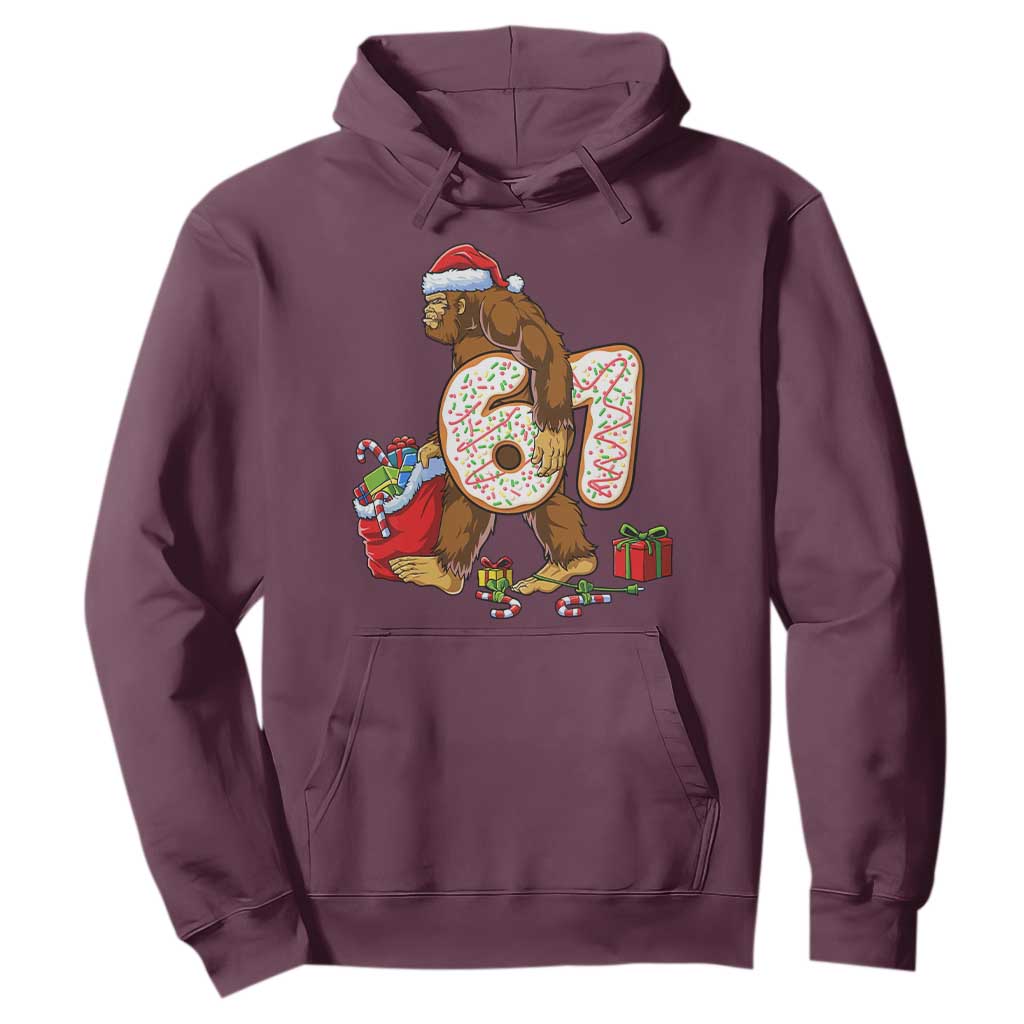 Christmas Bigfoot 67 Meme Hoodie Funny Six Seven Gen Alpha Slang Sasquatch TS10 Maroon Print Your Wear