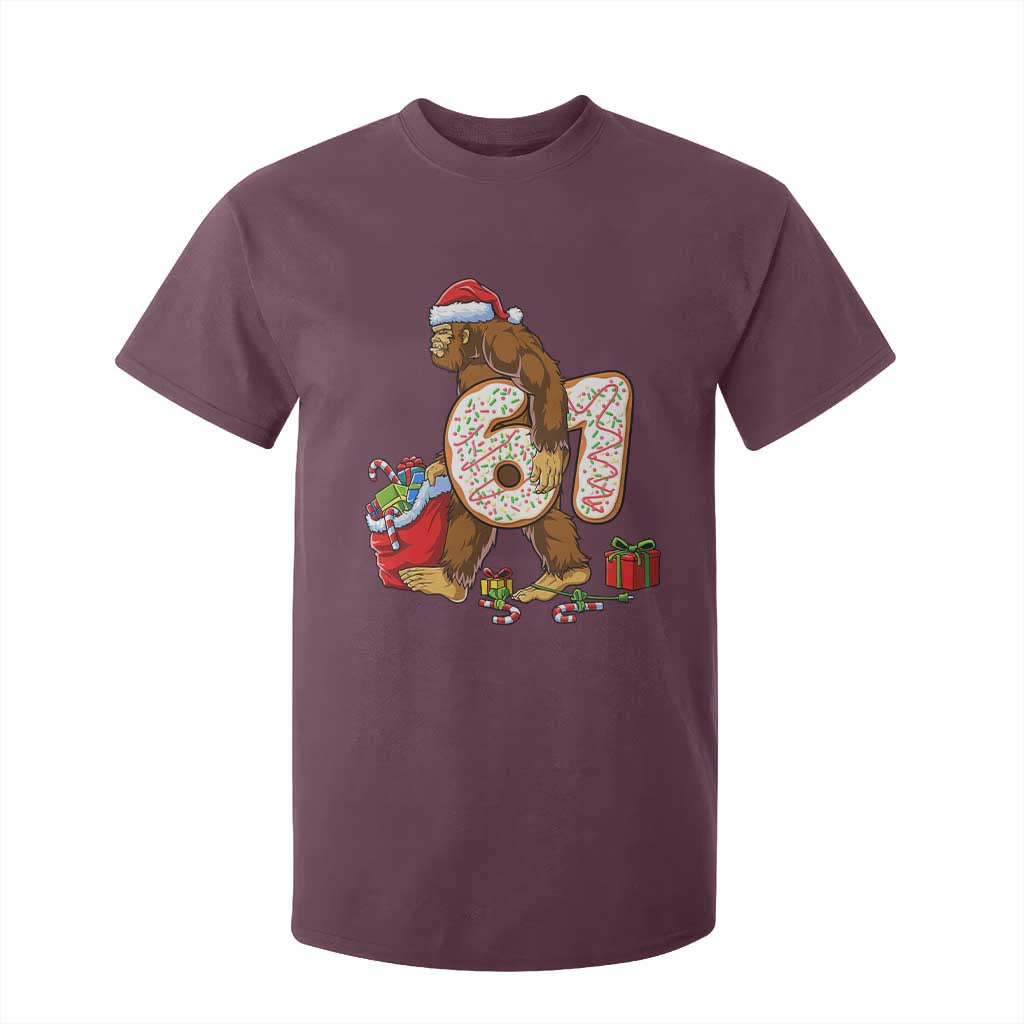 Christmas Bigfoot 67 Meme T Shirt For Kid Funny Six Seven Gen Alpha Slang Sasquatch TS10 Maroon Print Your Wear